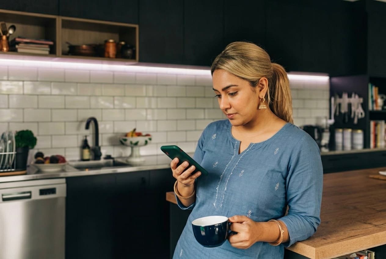 Woman using smartphone to find professionals professionals near your area on ProNearMe